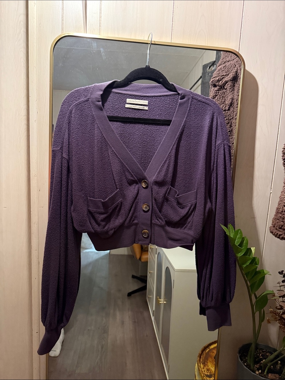 Urban Outfitters Purple Cropped Button Front Cardigan